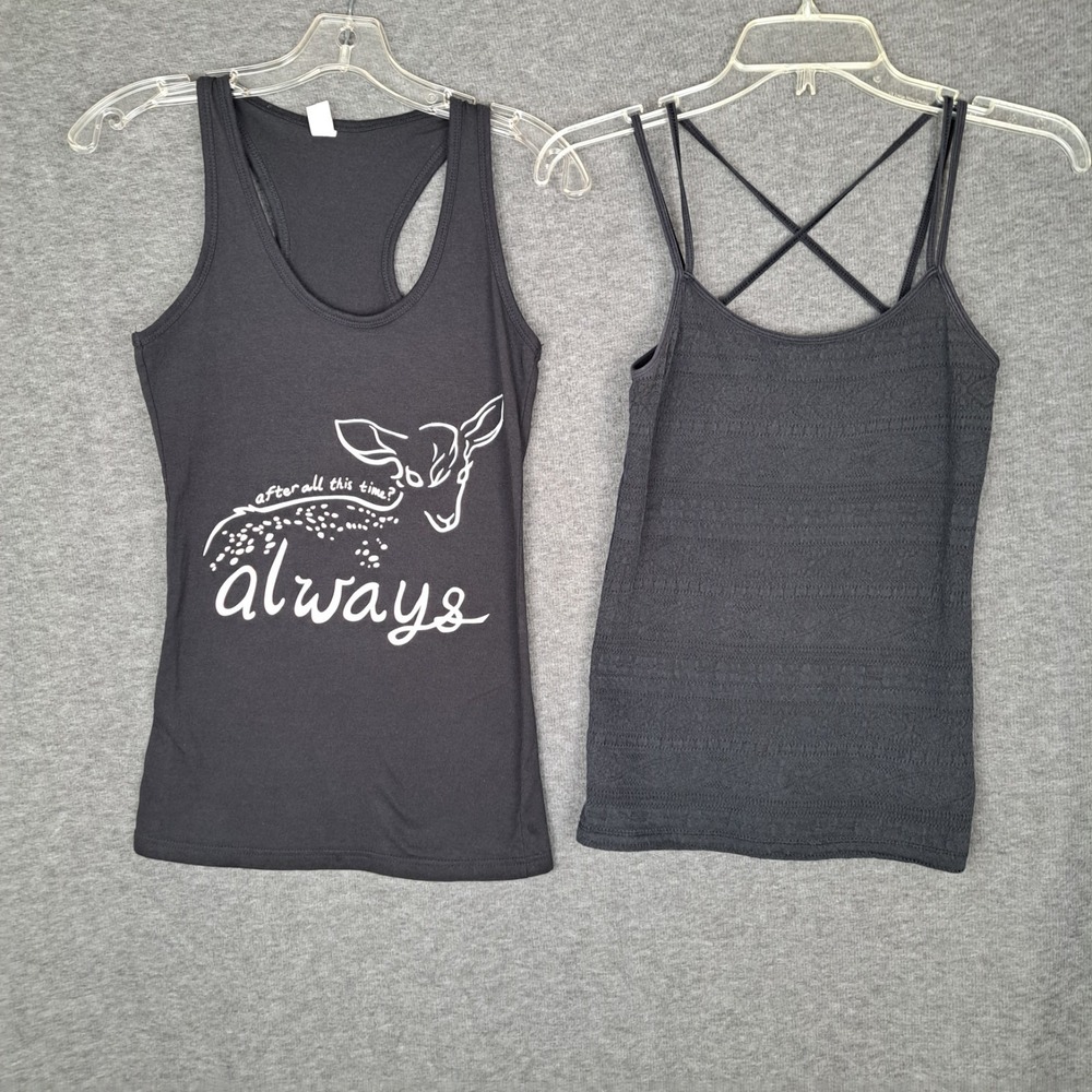 Aeropostale & Delta Harry Potter Deer Graphic Black Tank Top Size S Lot of 2